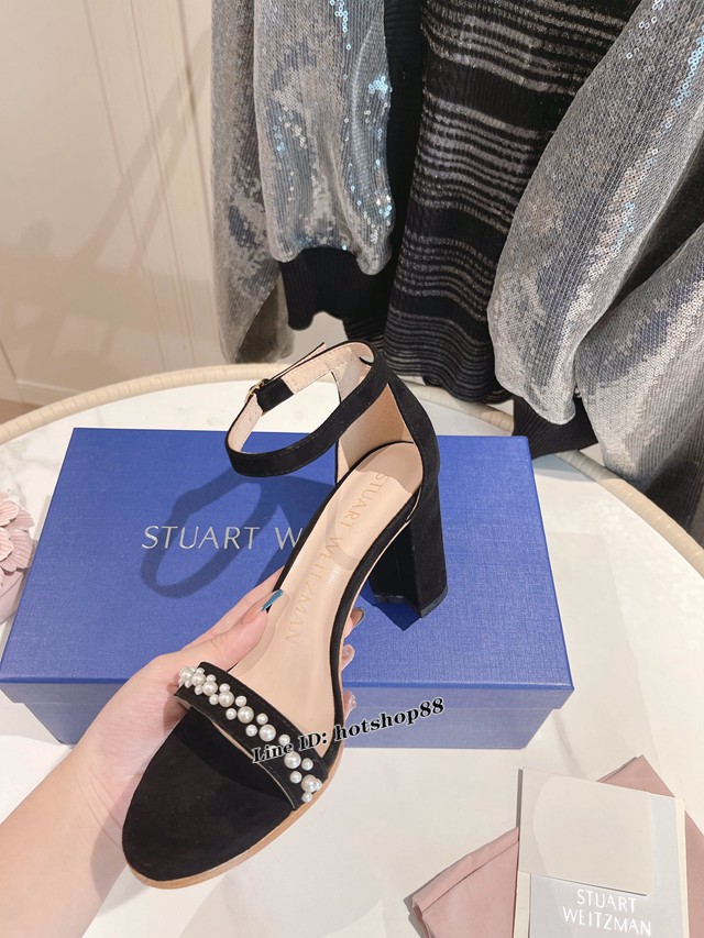 STUART WEITZMAN經典款高跟涼鞋 一字帶珍珠涼鞋 dx3258